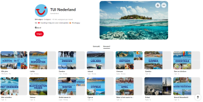 Overzichtelijke Pinterest borden van TUI